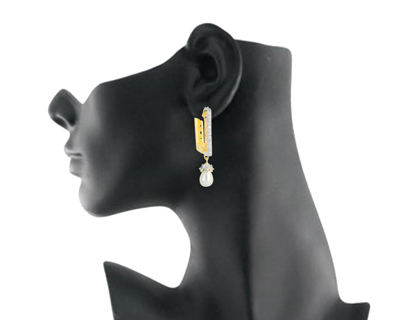 Modern Chunky Style Earrings Cubic Zircons Faux Pearl Han- BBETGH53-01A--M - TrainingDays