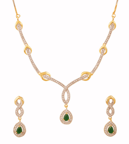 Gold & Rhodium Plated CZ Artistic Necklace Set By Touchstone- BBNSGA14-01AE-M - TrainingDays