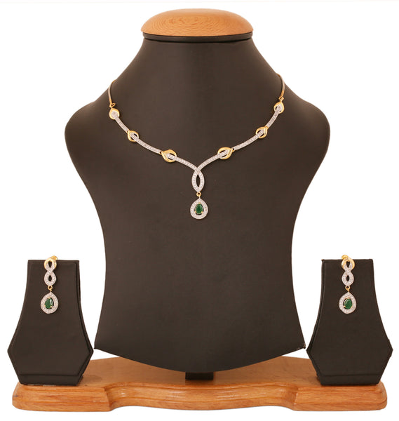 Gold & Rhodium Plated CZ Artistic Necklace Set By Touchstone- BBNSGA14-01AE-M - TrainingDays