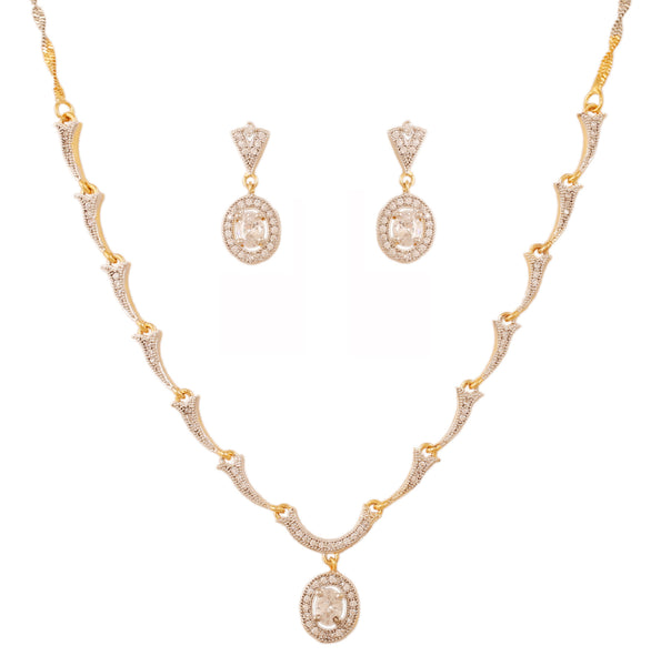Gold & Rhodium Plated CZ Sober Necklace Set By Touchstone- BBNSGA17-02A--M - TrainingDays