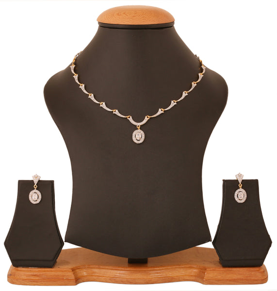 Gold & Rhodium Plated CZ Sober Necklace Set By Touchstone- BBNSGA17-02A--M - TrainingDays