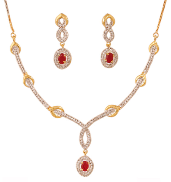 Gold & Rhodium Plated CZ Exotic Necklace Set By Touchstone- BBNSGA22-01AR-M - TrainingDays