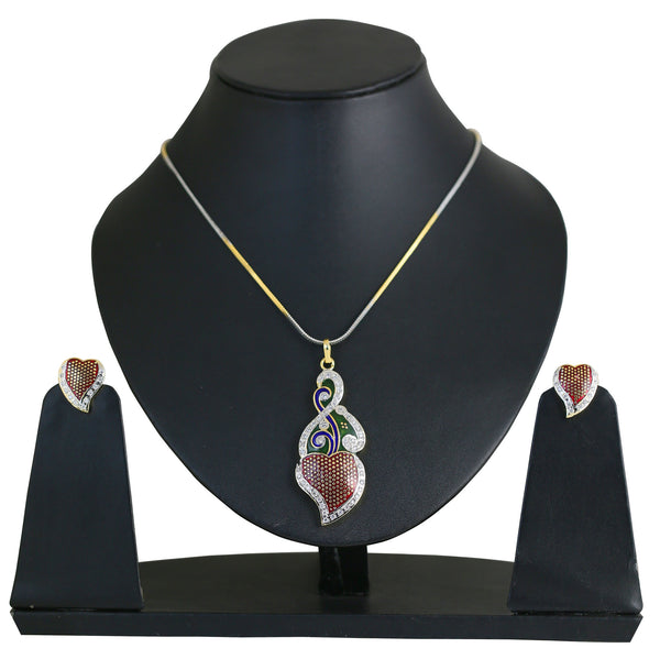 Passionately Designed Heart Shape Pendant Set Beauty Enam- BBPSG984-01A--M - TrainingDays
