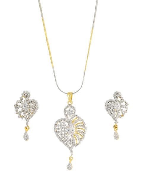 Awesome Attractive Pendant Set Cubic Zironcs Brass base- BBPSG994-01A--M - TrainingDays