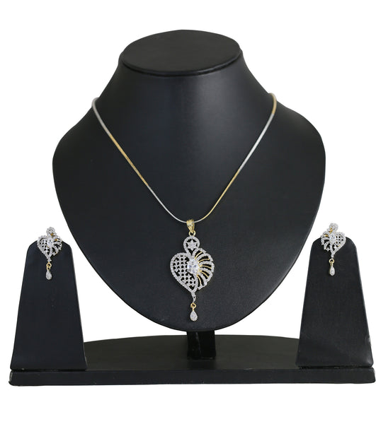Awesome Attractive Pendant Set Cubic Zironcs Brass base- BBPSG994-01A--M - TrainingDays