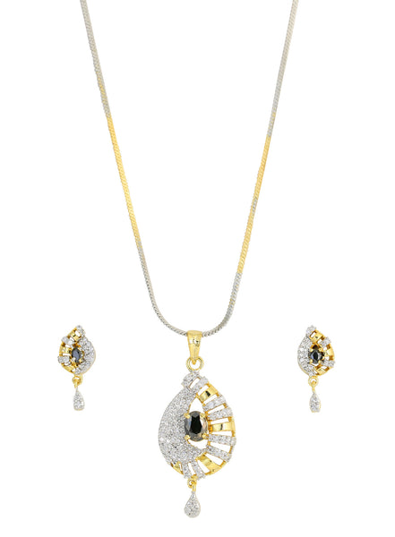 Bridal Indian Fashion Pendant Set Faux Black Onyx Stones- BBPSG995-02AB-M - TrainingDays