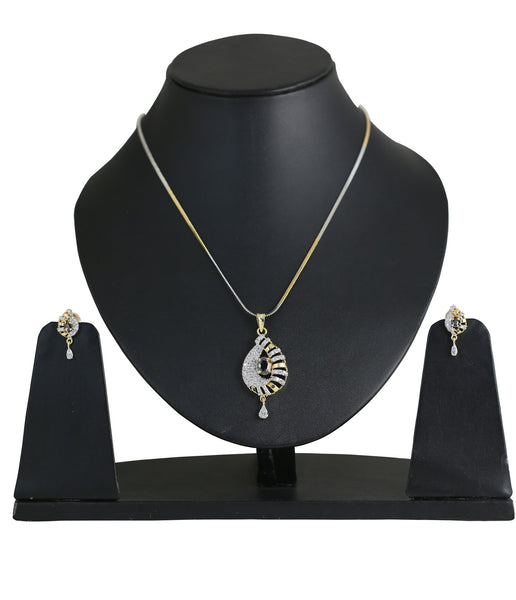 Bridal Indian Fashion Pendant Set Faux Black Onyx Stones- BBPSG995-02AB-M - TrainingDays