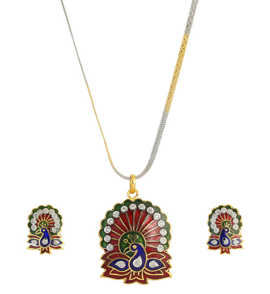 Traditional Ethnic Indian Peacok Pendant Set Exemplary En- BBPSGA04-01A--M - TrainingDays