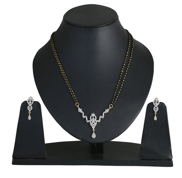 Two Tone Plating Mangalsutra Pendant Cubic Zircons Bead S- BBPSGA07-01A--M - TrainingDays
