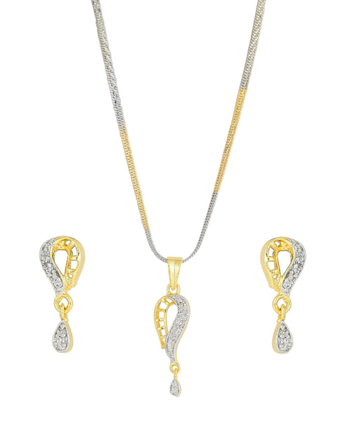 Finely Created Designer Pendant Set Cubic Zircons Jewelry Brass Base Bridal - BBPSGA10-01A--M - TrainingDays