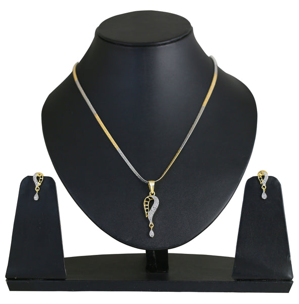 Finely Created Designer Pendant Set Cubic Zircons Jewelry Brass Base Bridal - BBPSGA10-01A--M - TrainingDays