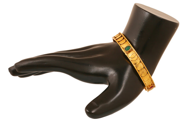Touchstone Gold Plated Lakshmi Coin Traditional Bangle- DGB--182D01RE-Y - TrainingDays