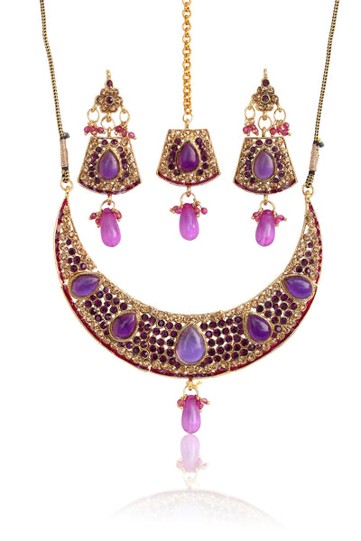 Austrian Diamond Necklace Set By Touchstone- DGNS-200-02FM-Y - TrainingDays