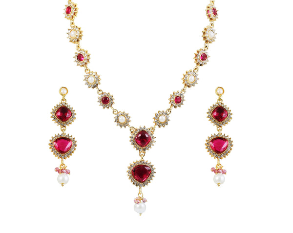 Touchstone Gold Necklace Set- DGNS-992-01APZY - TrainingDays