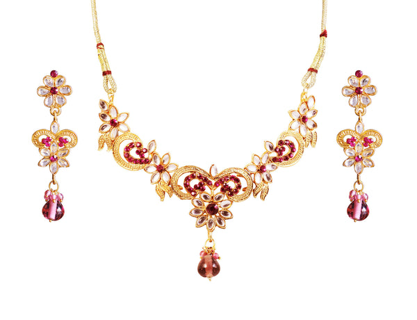Touchstone Gold Necklace Set - DGNS-995-01KZ-Y - TrainingDays