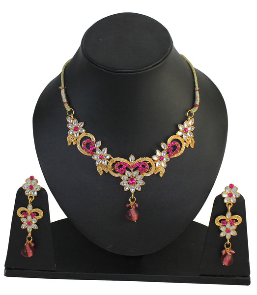 Touchstone Gold Necklace Set - DGNS-995-01KZ-Y - TrainingDays