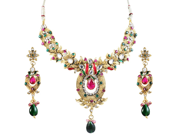 Touchstone Gold Necklace Set- DGNSE249-01X--Y - TrainingDays