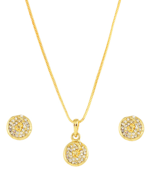 Touchstone Pewter Gold Plated Small And Beautiful Pendant Set- FGPSL028-02A--Y - TrainingDays
