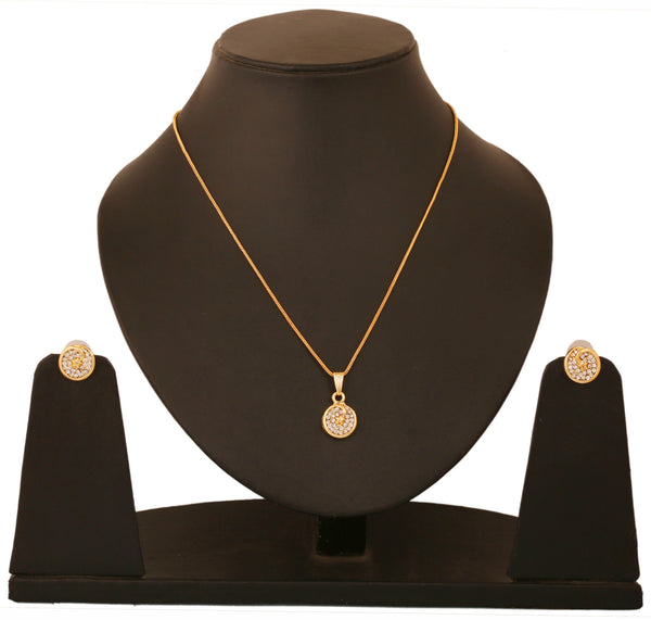 Touchstone Pewter Gold Plated Small And Beautiful Pendant Set- FGPSL028-02A--Y - TrainingDays