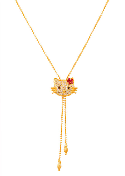Touchstone Gold Plated Catty look Lariat Pendant- FPP--169-01ABZY - TrainingDays