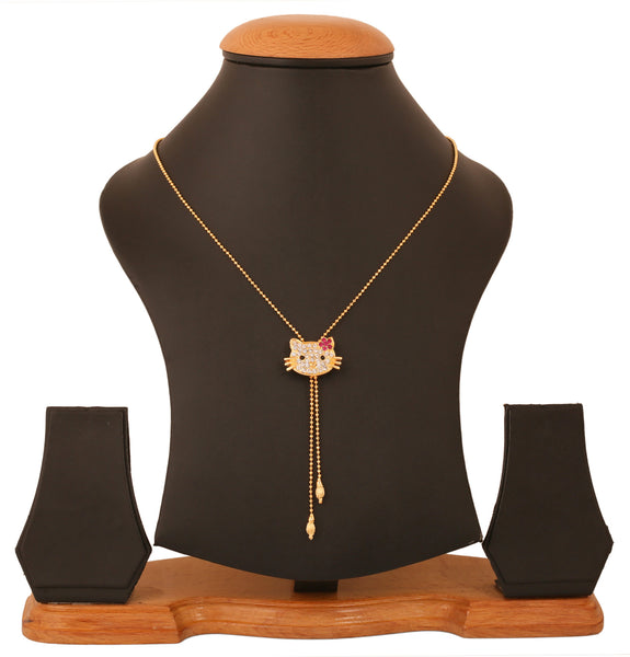 Touchstone Gold Plated Catty look Lariat Pendant- FPP--169-01ABZY - TrainingDays