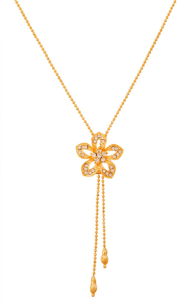 Touchstone Gold Plated Floral Lariat Pendant- FPP--207-01A--Y - TrainingDays