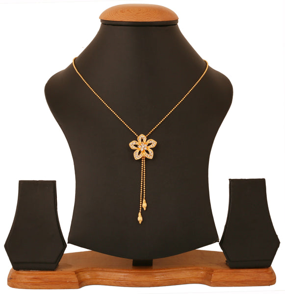 Touchstone Gold Plated Floral Lariat Pendant- FPP--207-01A--Y - TrainingDays