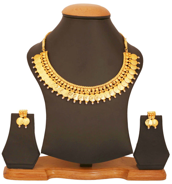 Gold Plated Faux Pearl Temple Necklace Set by Touchstone- MENSC001-01P--Y - TrainingDays