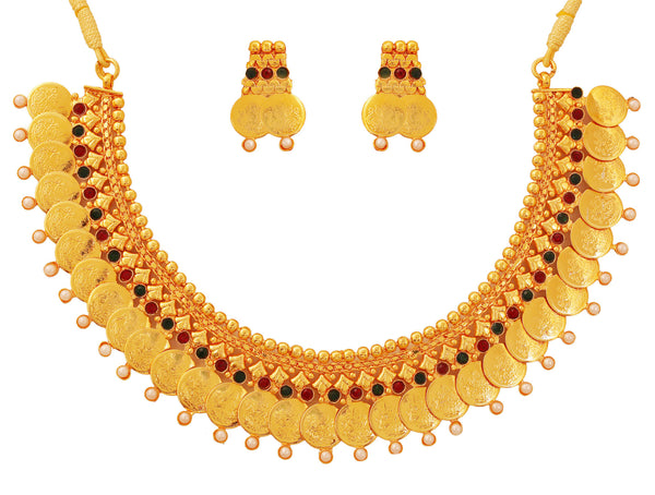 Gold Plated Multicolor Temple Necklace Set by Touchstone- MENSC003-01PREY - TrainingDays