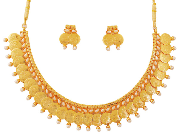 Gold Plated Faux Pearl Temple Necklace Set by Touchstone- MENSC004-01P--Y - TrainingDays