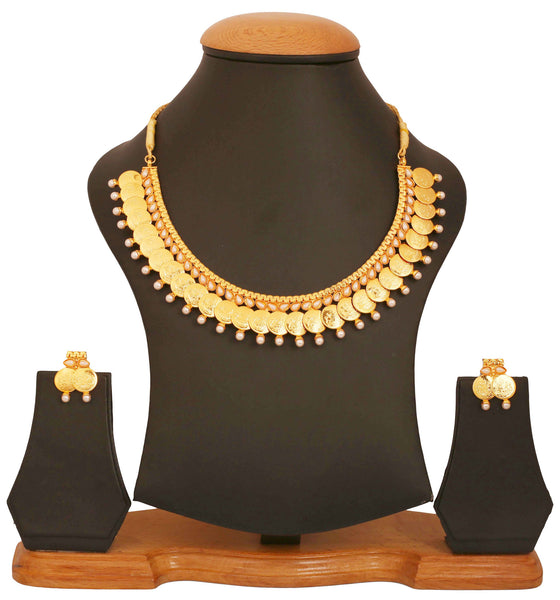 Gold Plated Faux Pearl Temple Necklace Set by Touchstone- MENSC004-01P--Y - TrainingDays