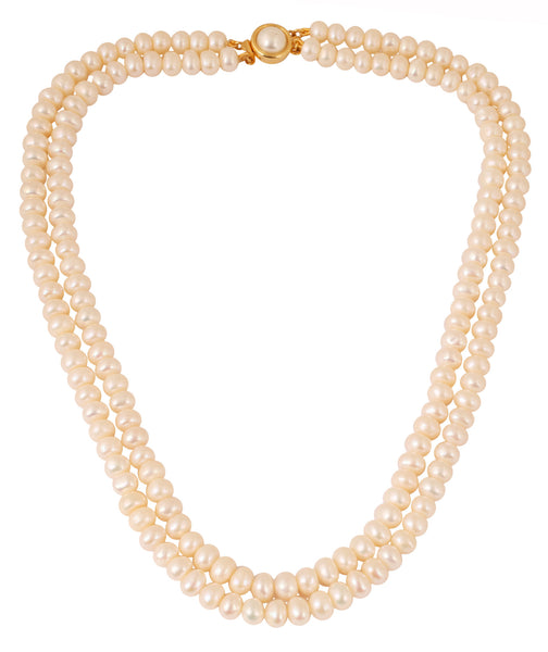 Natural Fresh Water 8mm Pearls Two line String by Touchstone- PLSTG046-02---Y - TrainingDays