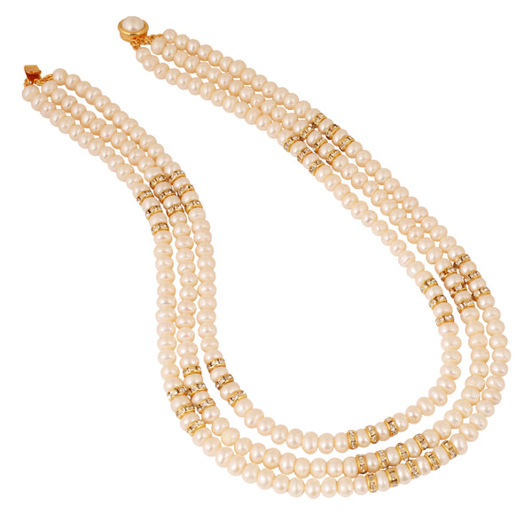 Natural Fresh Water 8mm Pearls Three line String by Touchstone- PLSTG048-03A--Y - TrainingDays