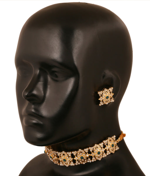 Touchstone Gold Plated Eye Catching Mughal Look Necklace Set- PWNSM001-01AE-Y - TrainingDays