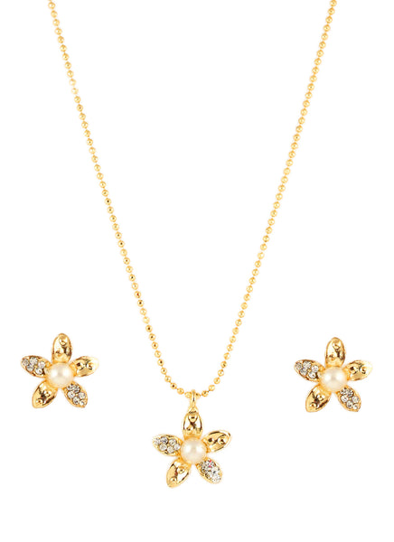 Touchstone Austrian Diamonds & Faux Pearl Pendant Set- PWPSL015-01AP-Y - TrainingDays