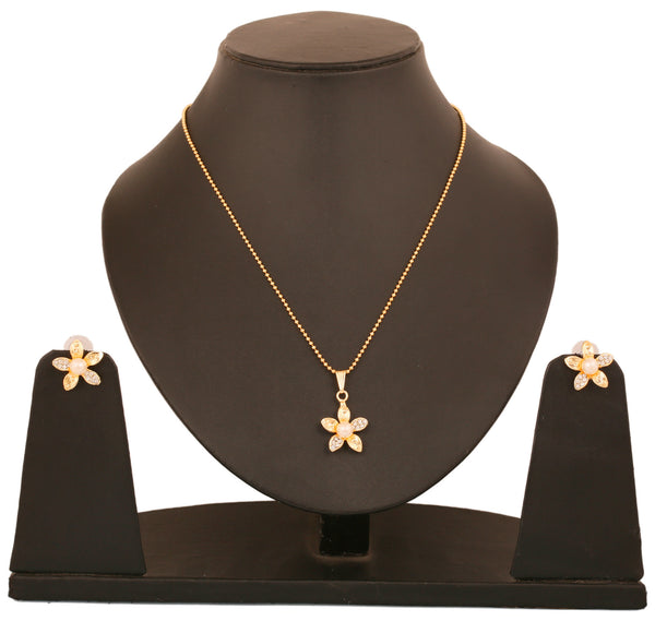 Touchstone Austrian Diamonds & Faux Pearl Pendant Set- PWPSL015-01AP-Y - TrainingDays